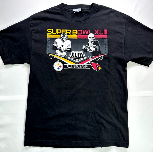 Men's Vintage Black NFL Superbowl T-Shirt (Pittsburgh vs Arizona- 2009) Size M