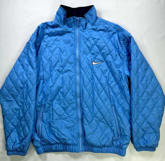 Men's Vintage Nike UNC Blue Quilted Jacket- Size M