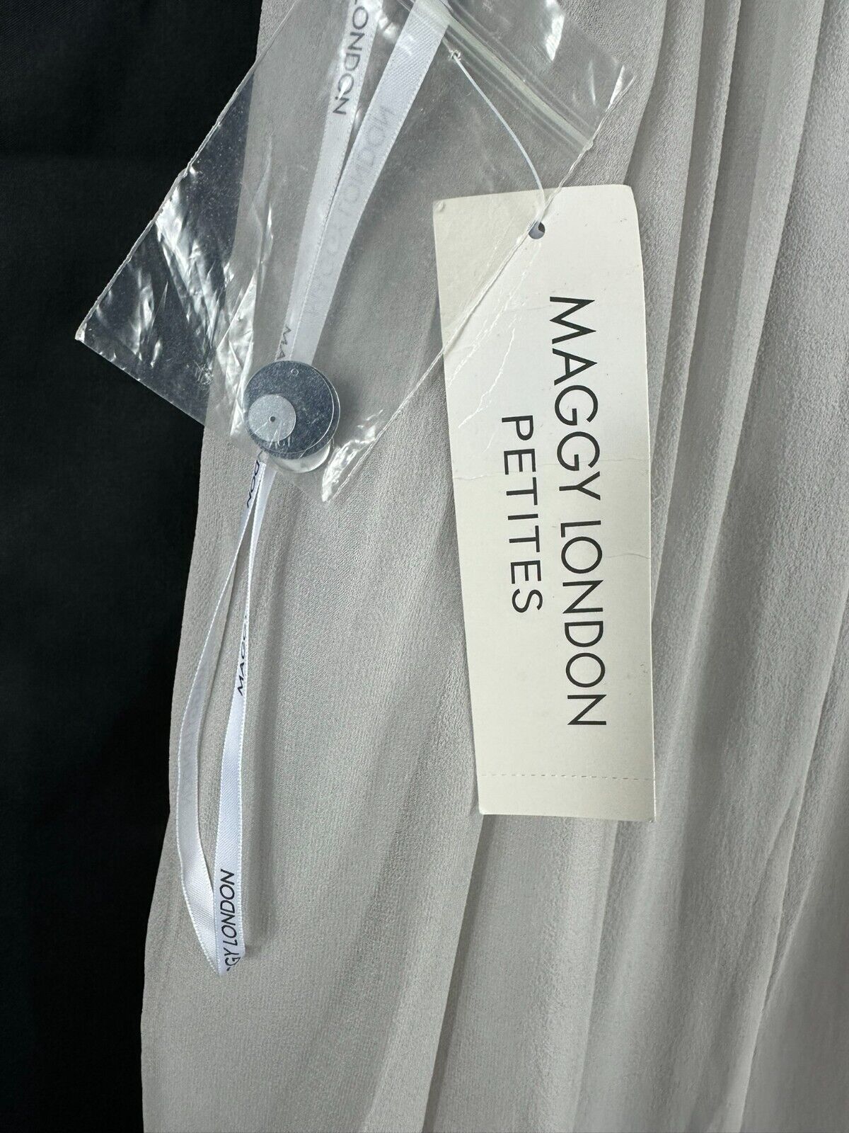 Women's Maggy London Petites Silk Light Grey Dress- Size 12P