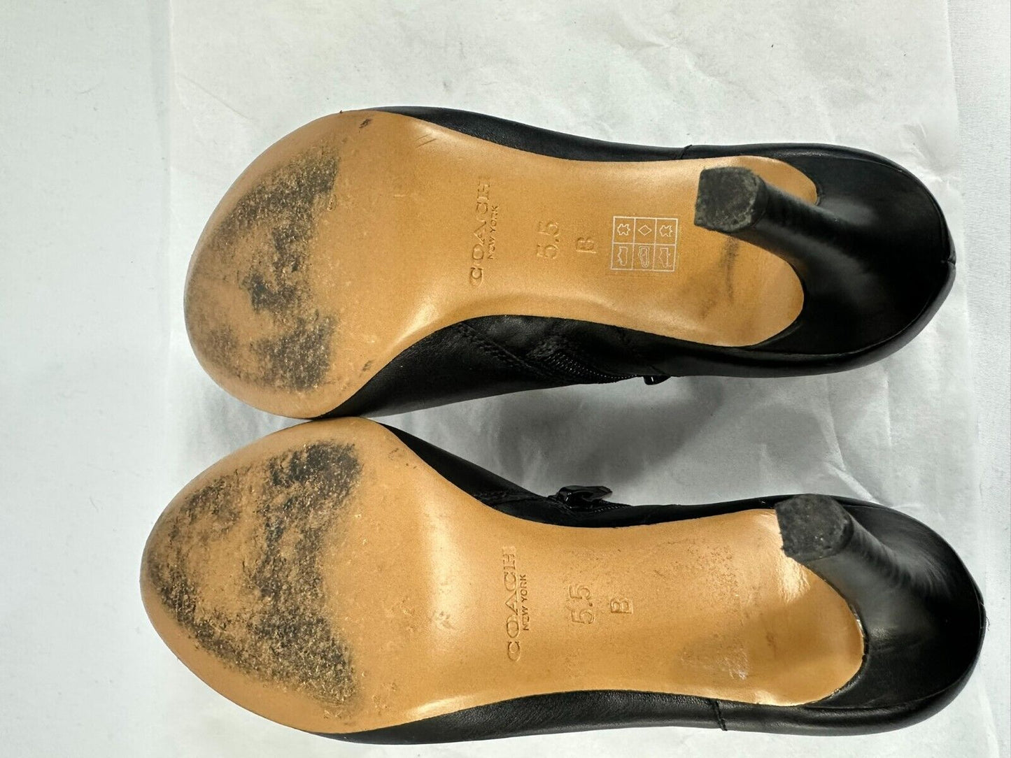 Women's Coach Black 3" High Heel Zip Up Shoe- Size 5.5