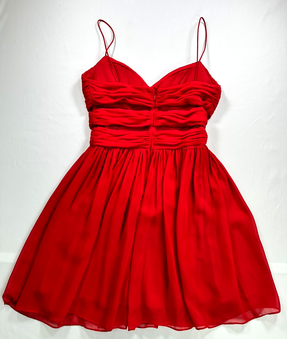 Women's Red Hailey Logan By Adrianna Papell Fit & Flare Chiffon Dress- Size 5/6
