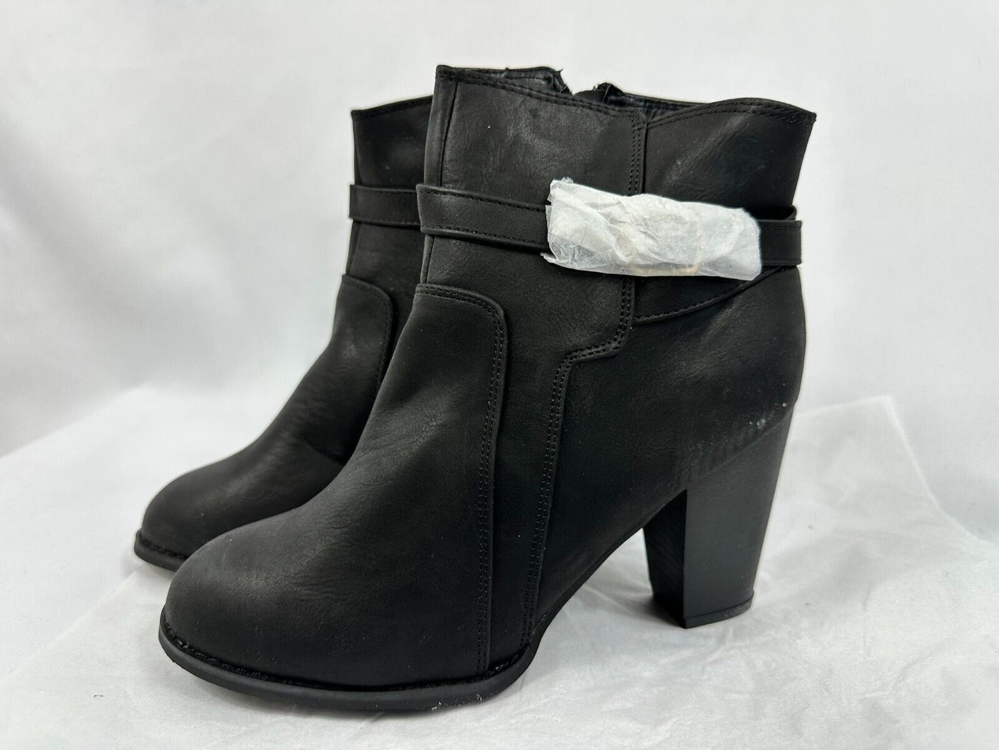 Women's Top Moda Black Zip Up 2.5" Heel Boot- Size 9