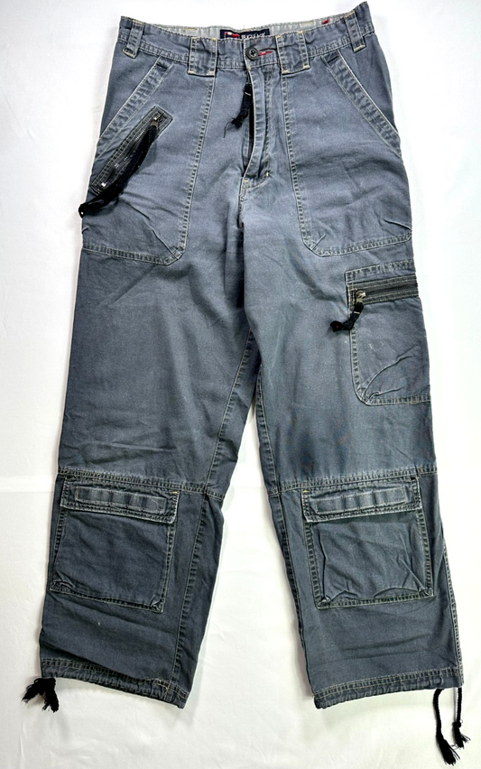 Men's Vintage Bugle Boy Dark Gray 9 Pocket Cargo Pants- Size 30 x 30