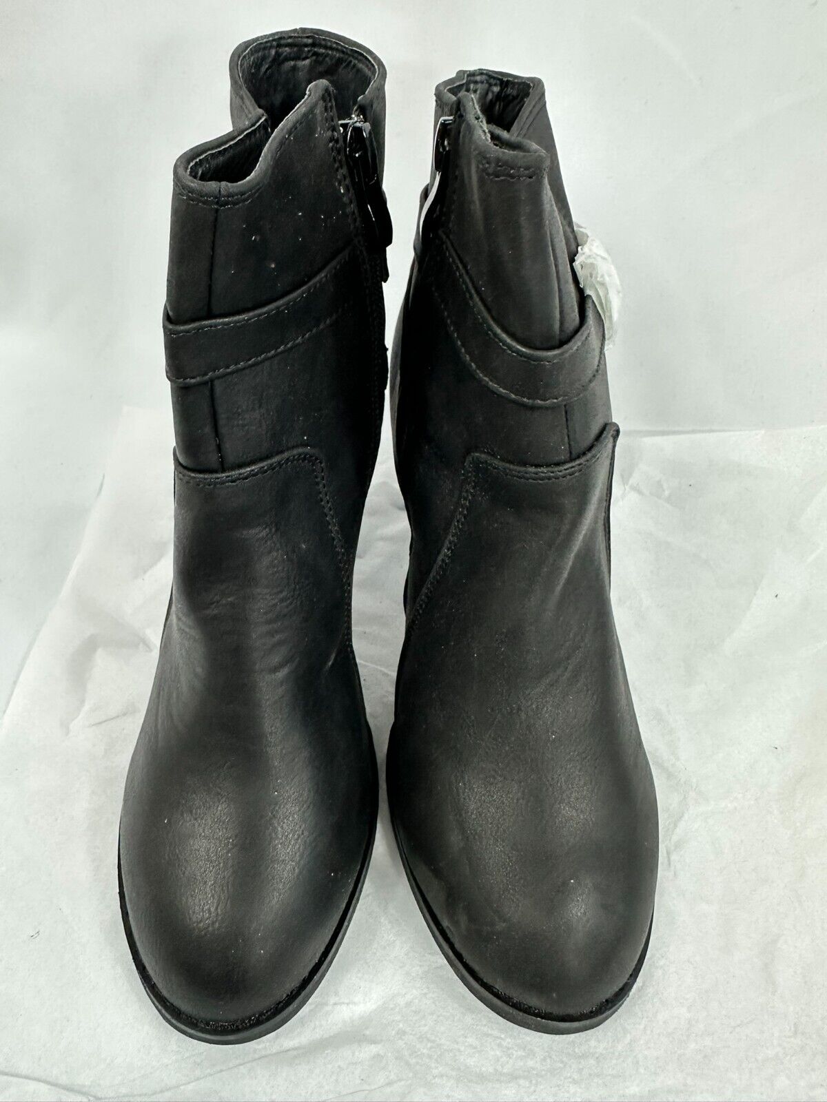 Women's Top Moda Black Zip Up 2.5" Heel Boot- Size 9