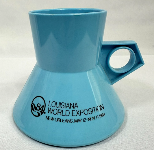 1984 Louisiana World Exposition New Orleans Light Blue Plastic Sitting Cup