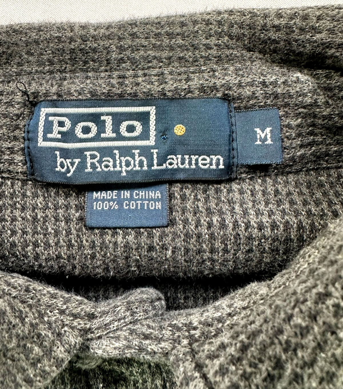 Men's Vintage Dark Gray Polo By Ralph Lauren Knit Button Up Shirt- Size M