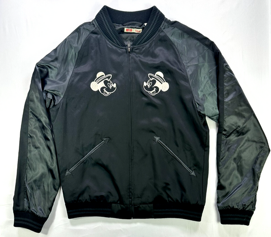 Disney Uniqlo Japan Embroidered Mickey Mouse World Tour Satin Jacket- Size S
