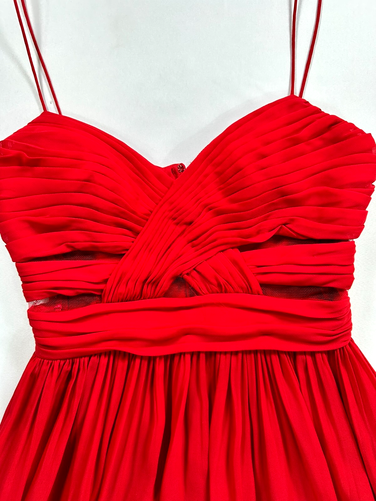 Women's Red Hailey Logan By Adrianna Papell Fit & Flare Chiffon Dress- Size 5/6