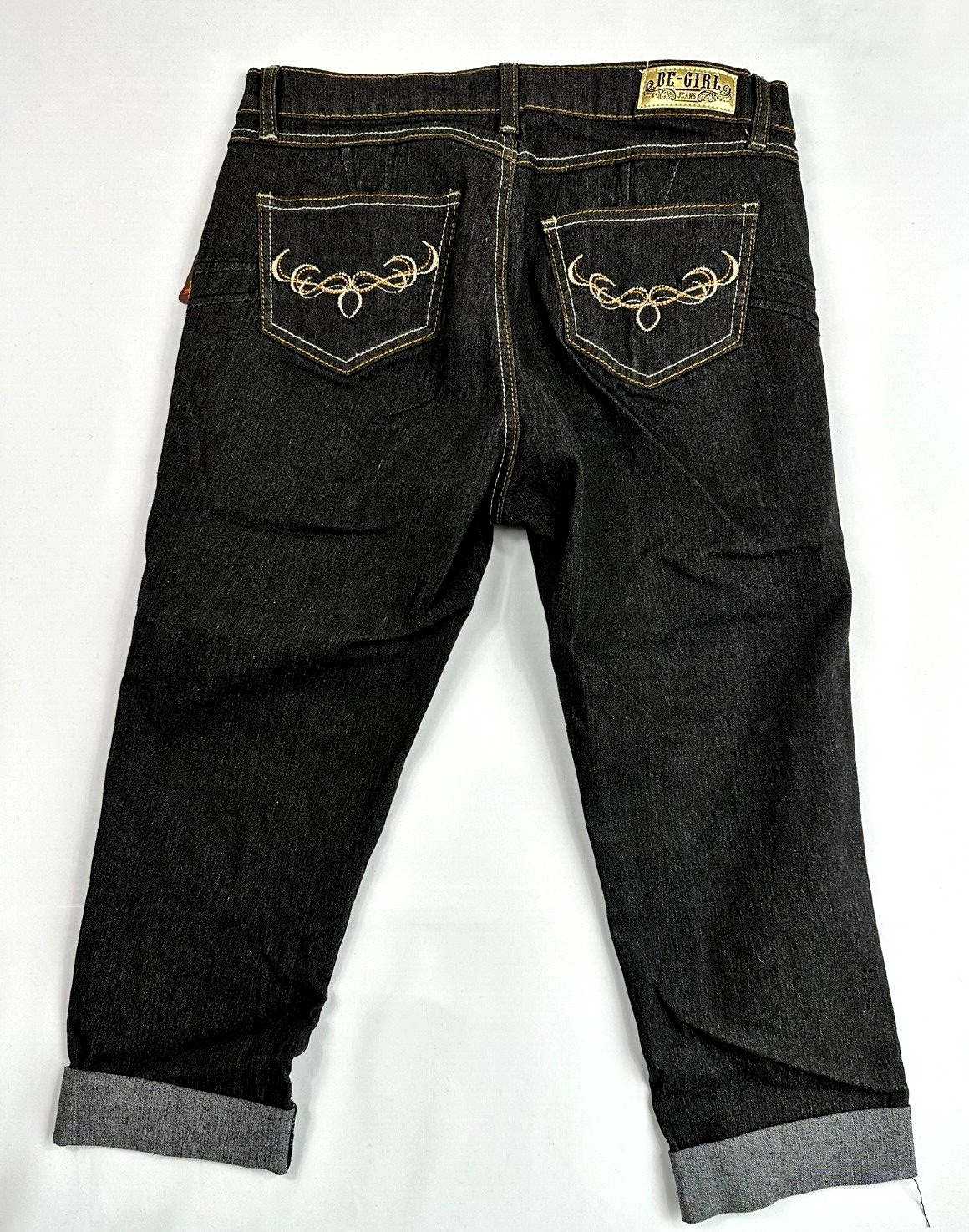 Women's Be-Girl Black Ripped Capri Jeans- Size 11/12