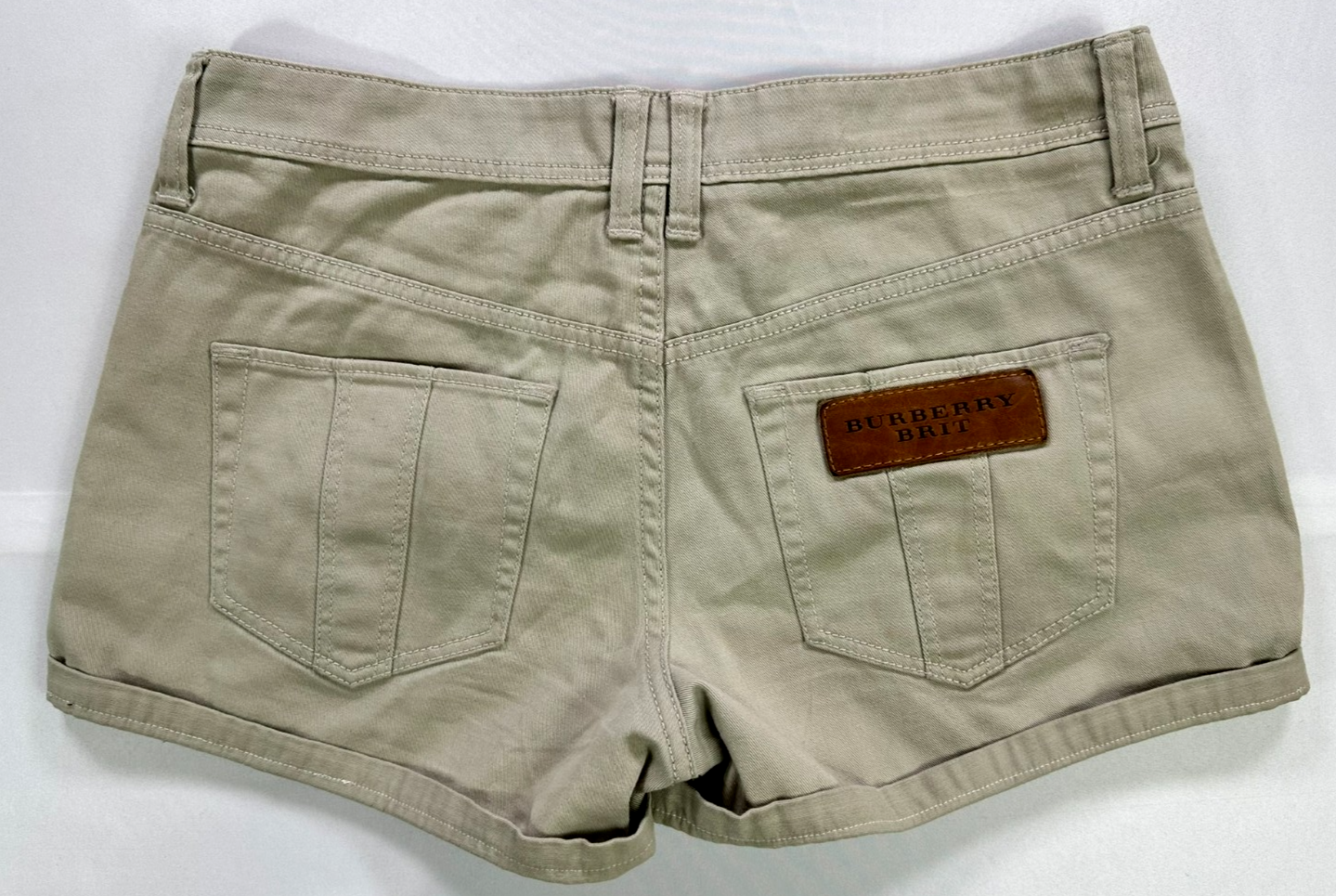 Women's Beige Burberry Brit Chino Shorts- Waist 26