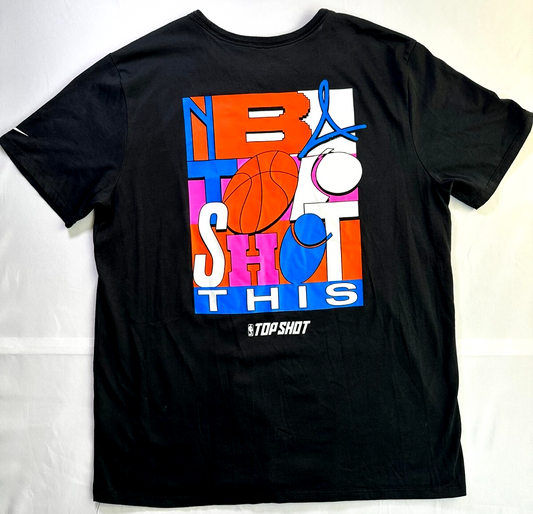 Men's Black Nike NBA X Dapper Labs Top Shot Colorful Graphic T-Shirt- Size XL