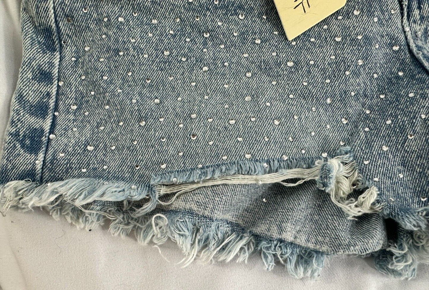 Girls Youth Banjara Sequin Studded Mid Rise Cutoff Jean Shorts- Size 00/22