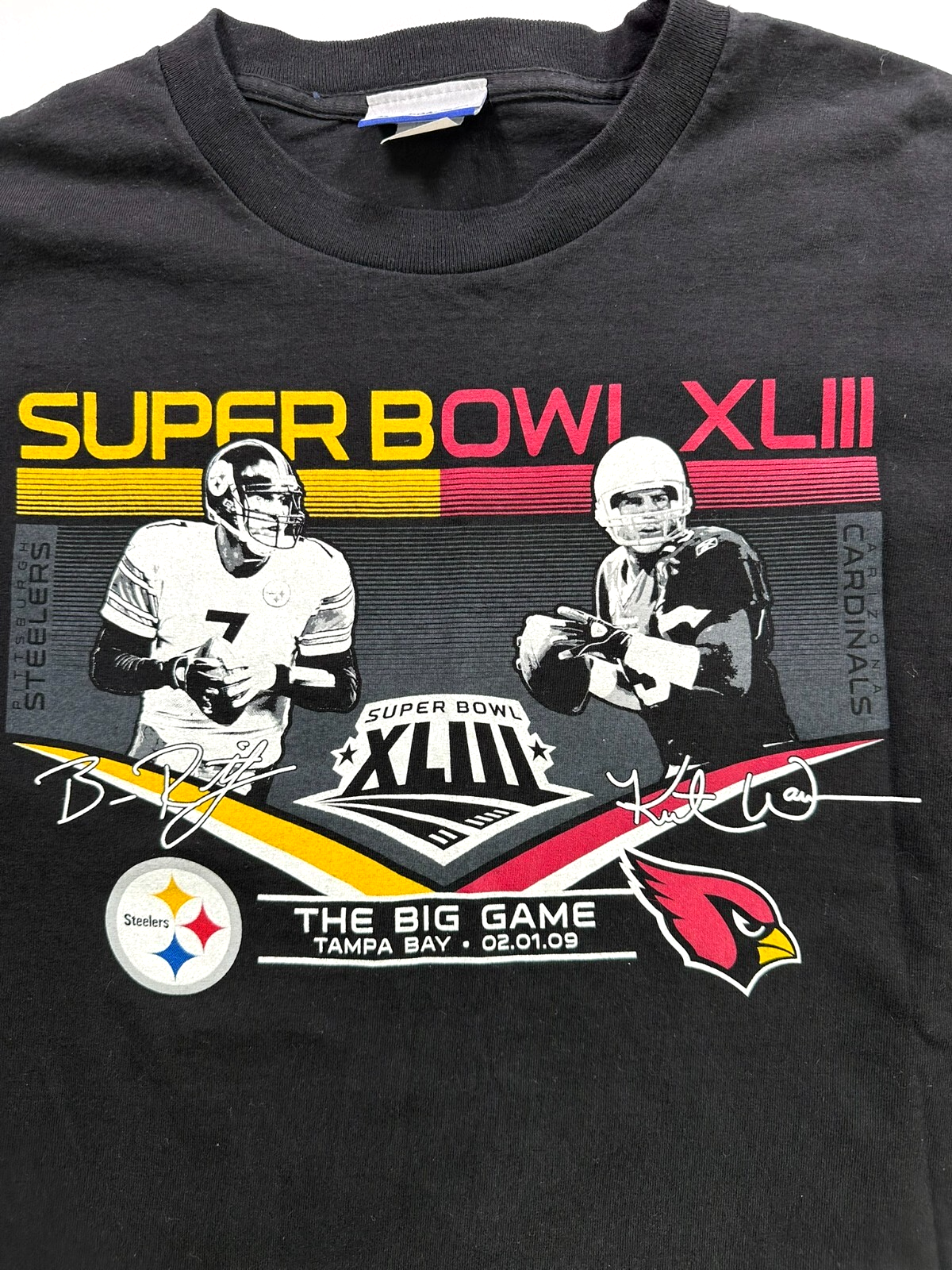 Men's Vintage Black NFL Superbowl T-Shirt (Pittsburgh vs Arizona- 2009) Size M