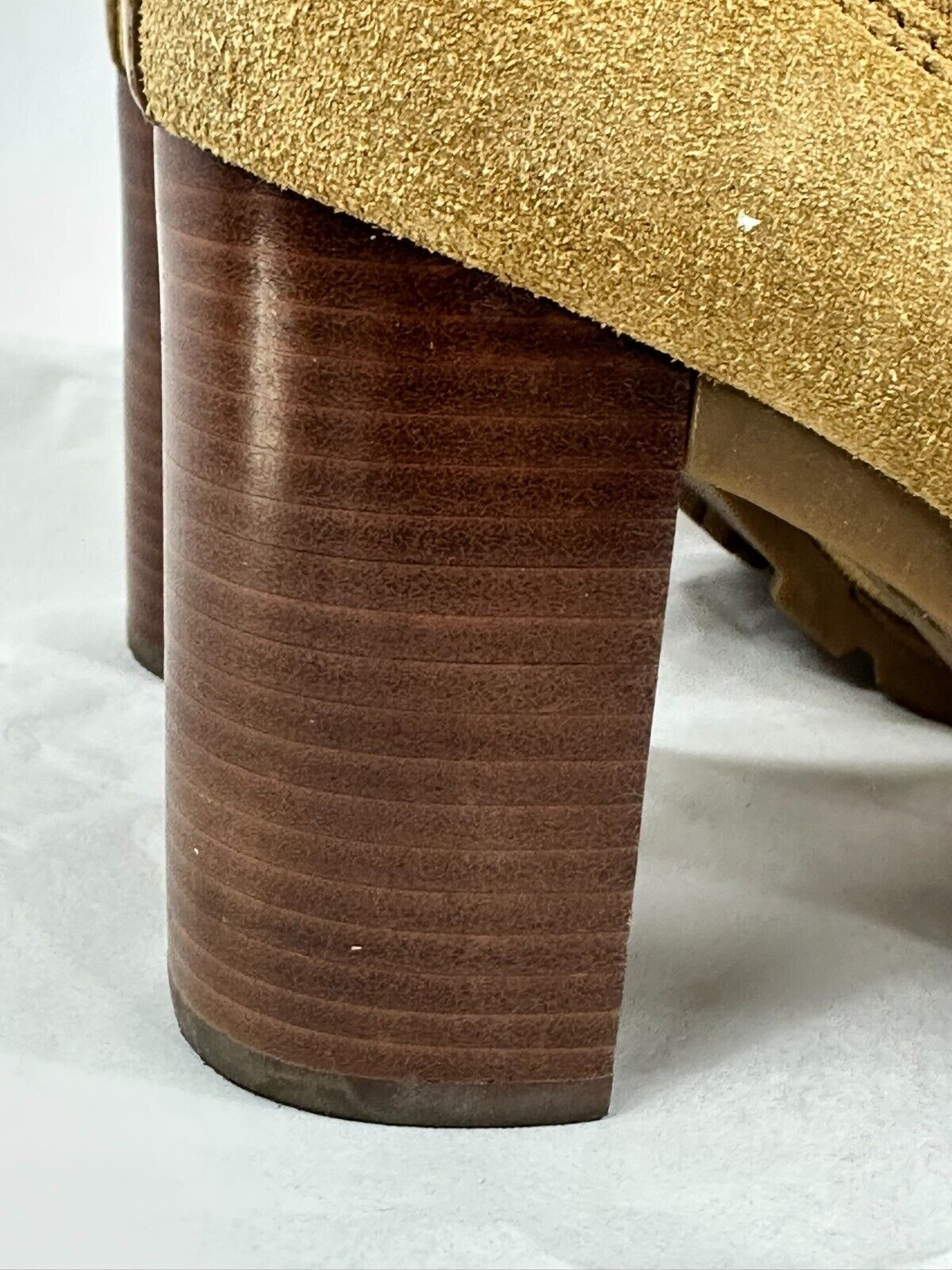 Women's Tory Burch Suede Platform 3" Heel Tan Slip On Ankle Boot- Size 7M