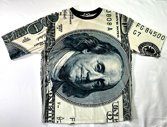 Men's No 1 Los Angeles Hundred Dollar Bill Ben Franklin Velvet Shirt- Size L