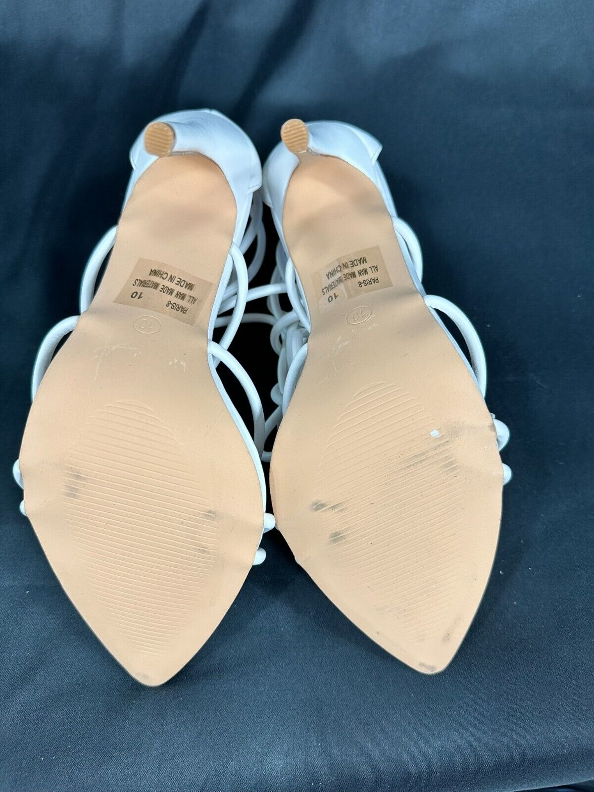 Women s Kayleen by Los Angeles White Wrap 4" High Heel Shoes- Size 10