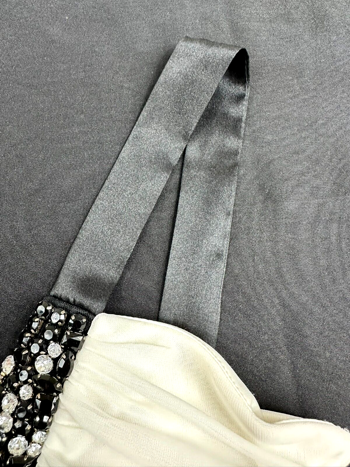 Women's White & Black Rhinestone/Bead Short Dress- Size M