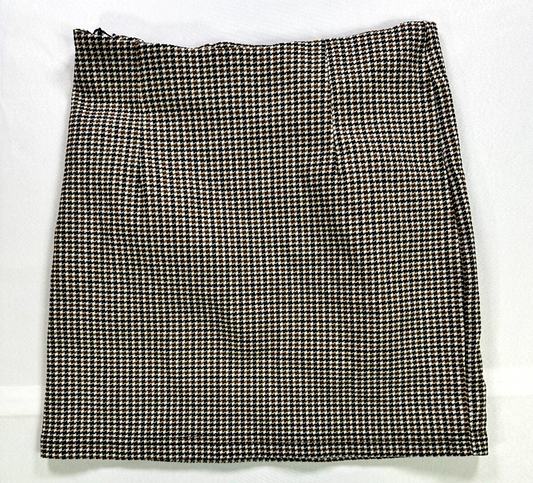 Women's Brown & Black Shein Houndstooth Stretch Mini Skirt- Size XS