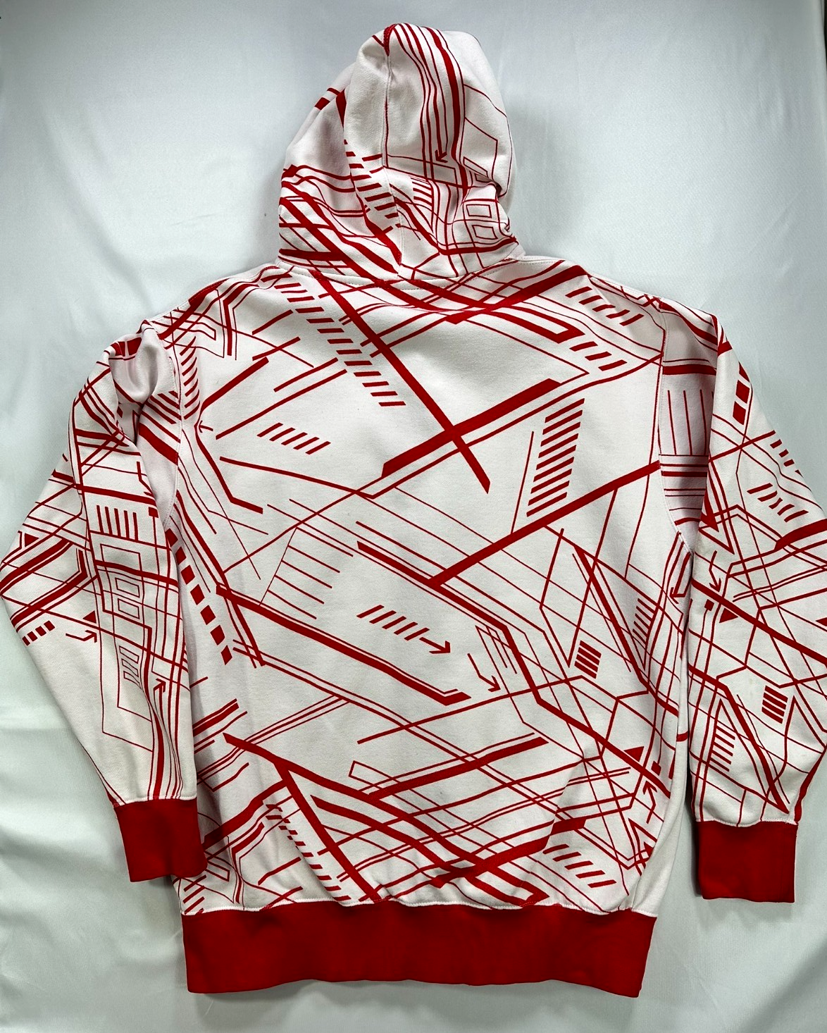 Men's Vintage Y2K Famous Stars And Stripes Red & White Logo Zip Hoodie- Size XL