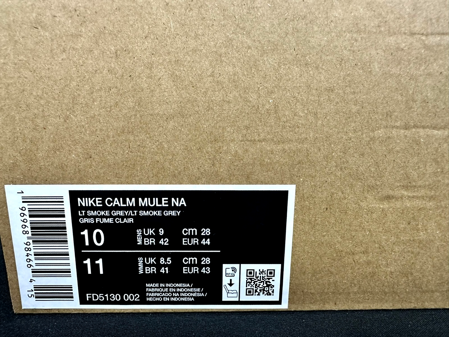 Men’s Nike Calm Mule NA Light Smoke Grey (FD5130-002)- Size 10