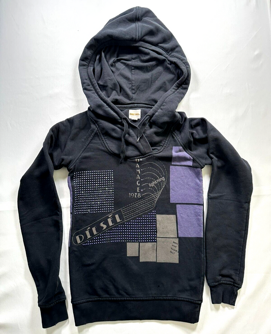 Women's Vintage Black Diesel Damage 1978 Sweatshirt- Size XXS