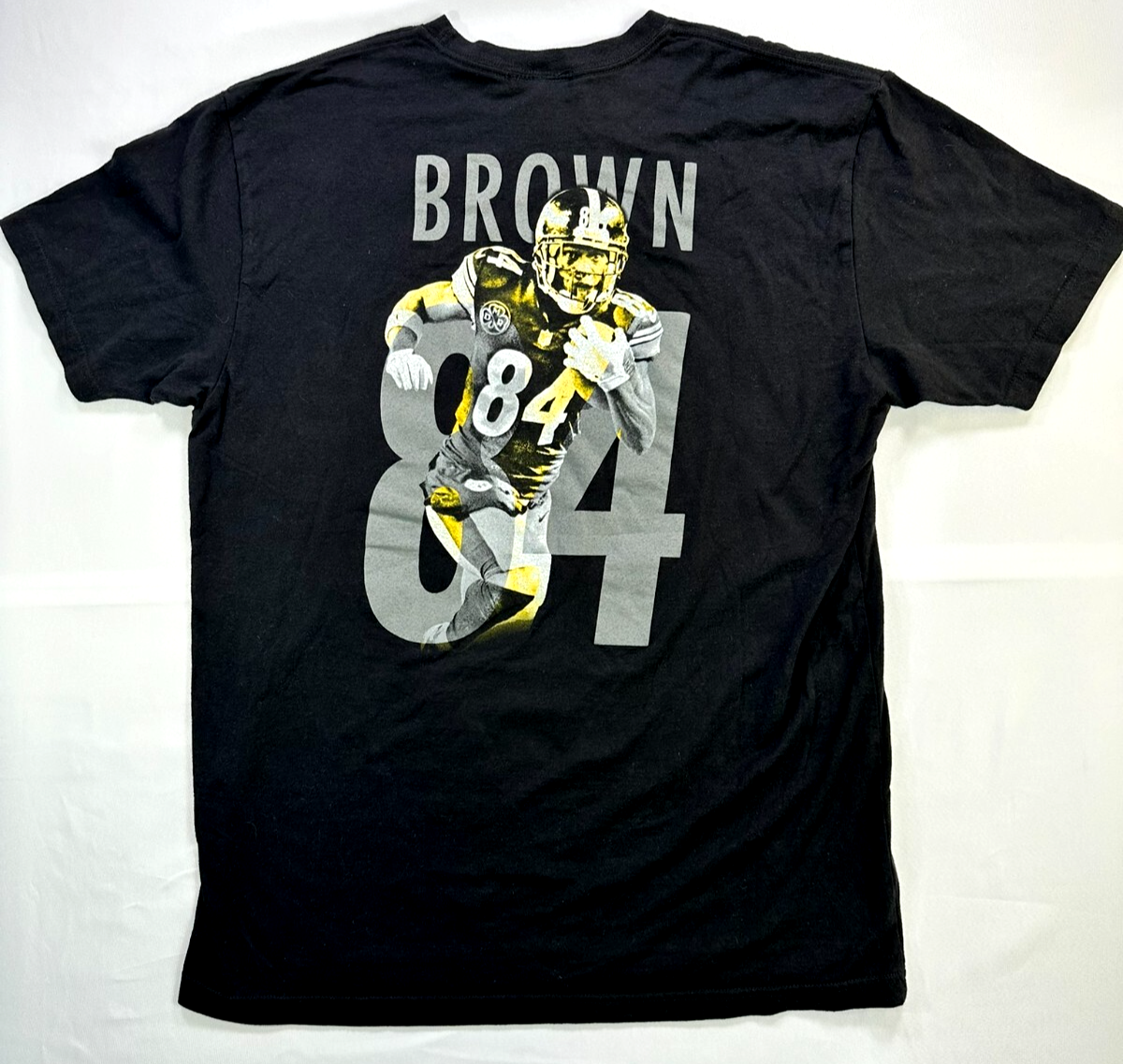 Men's Black Majestic Pittsburgh Steelers Antonion Brown 84 T-Shirt- Size L