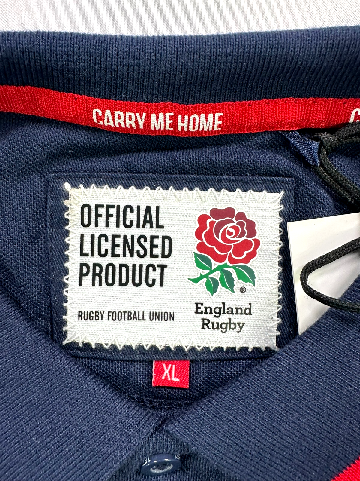 Men's Official Navy Blue England Rugby Polo Shirt- Rugby Football Union- Size XL