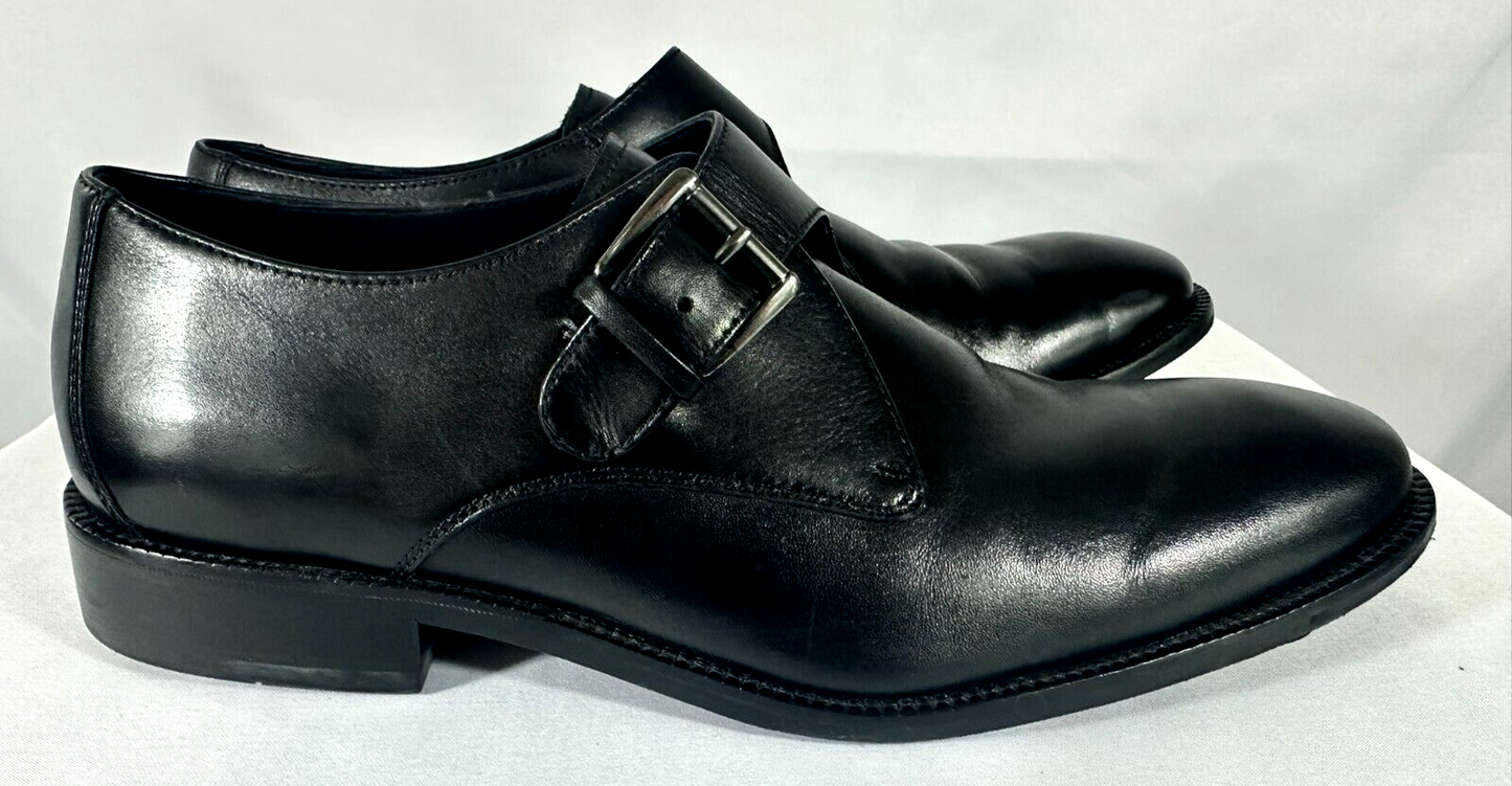 Men's Cole Haan Black Leather Monk Strap Single Buckle Shoes- Size 10
