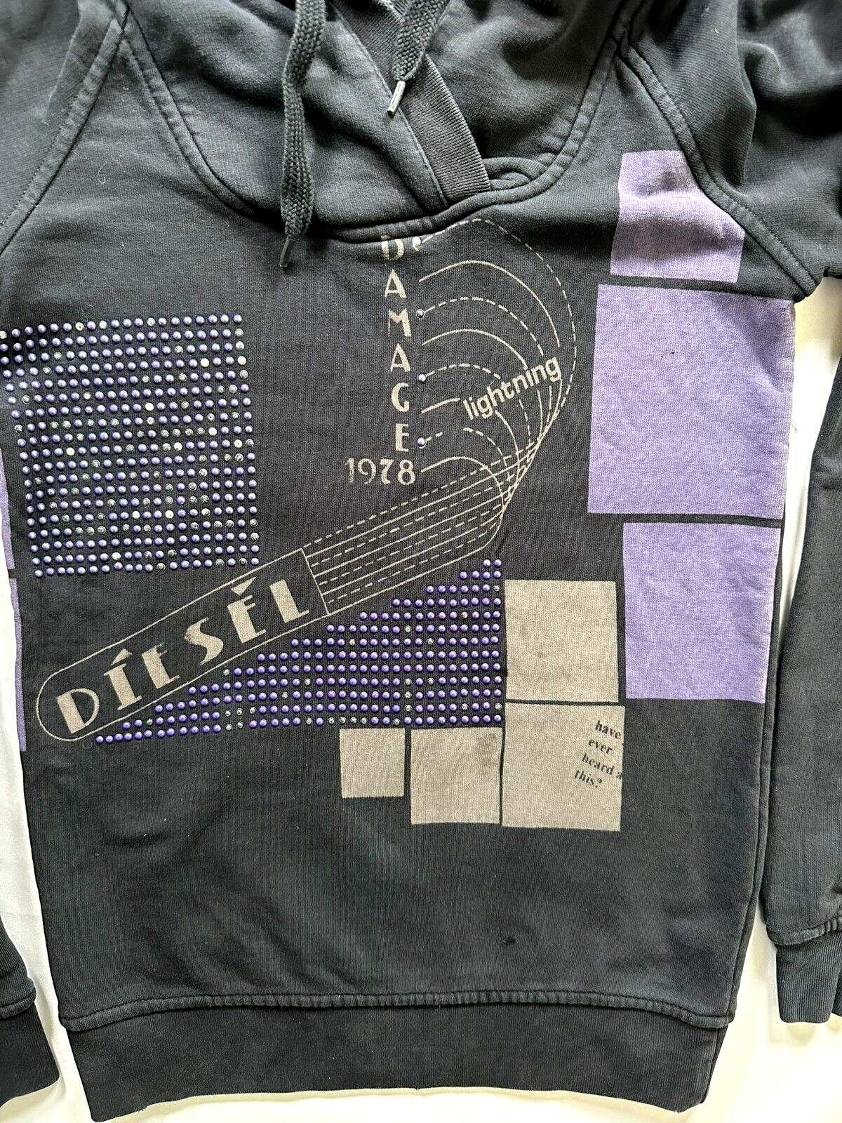Women's Vintage Black Diesel Damage 1978 Sweatshirt- Size XXS
