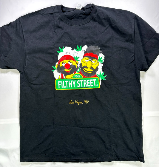 Men's Black Burt & Ernie As Cheech & Chong "Filthy Street" T-Shirt- Size XL