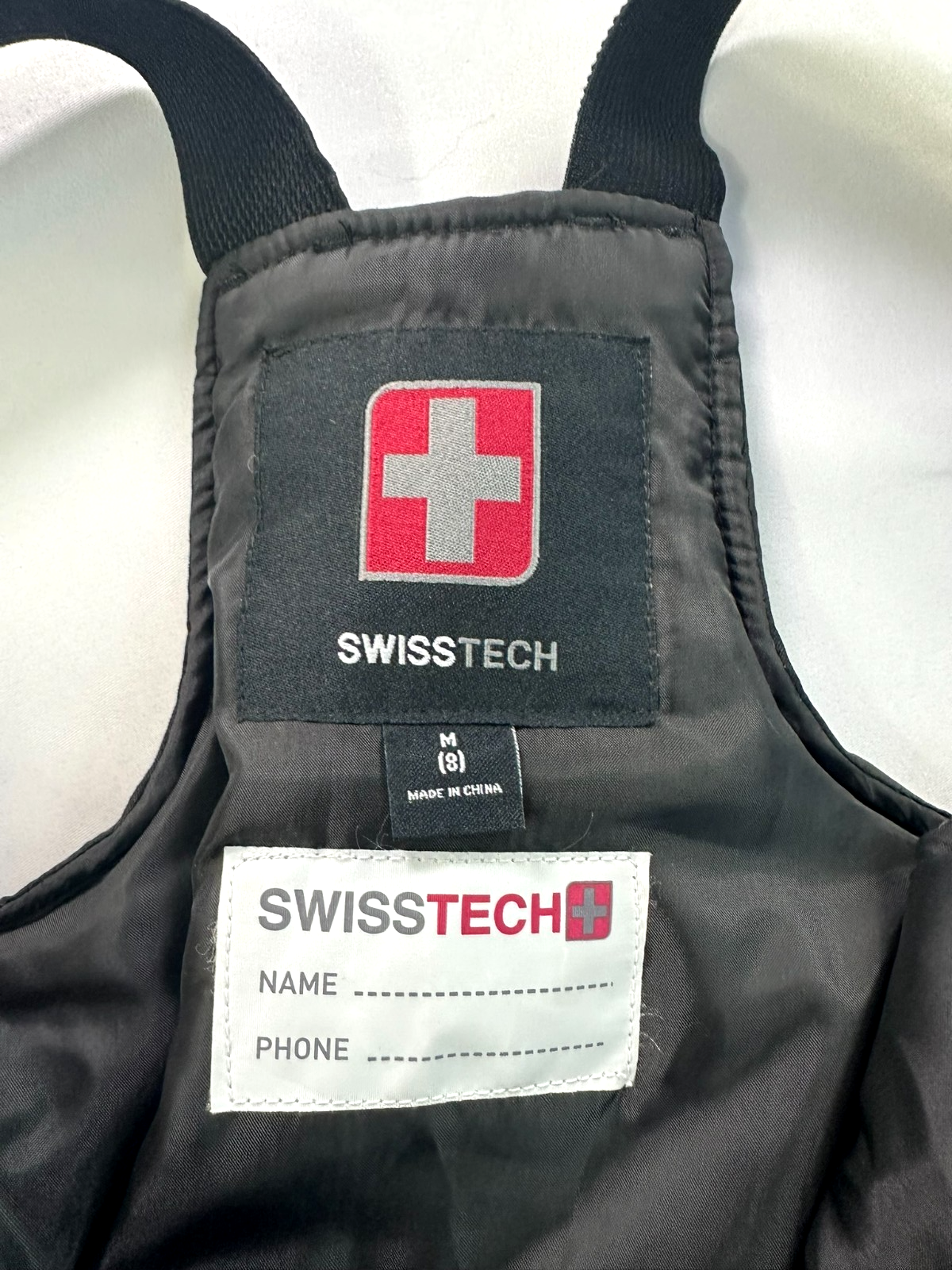 Youth Black SwissTech Ski/ Snow Bib Pants Suspenders W/ Pockets- Size M (9)