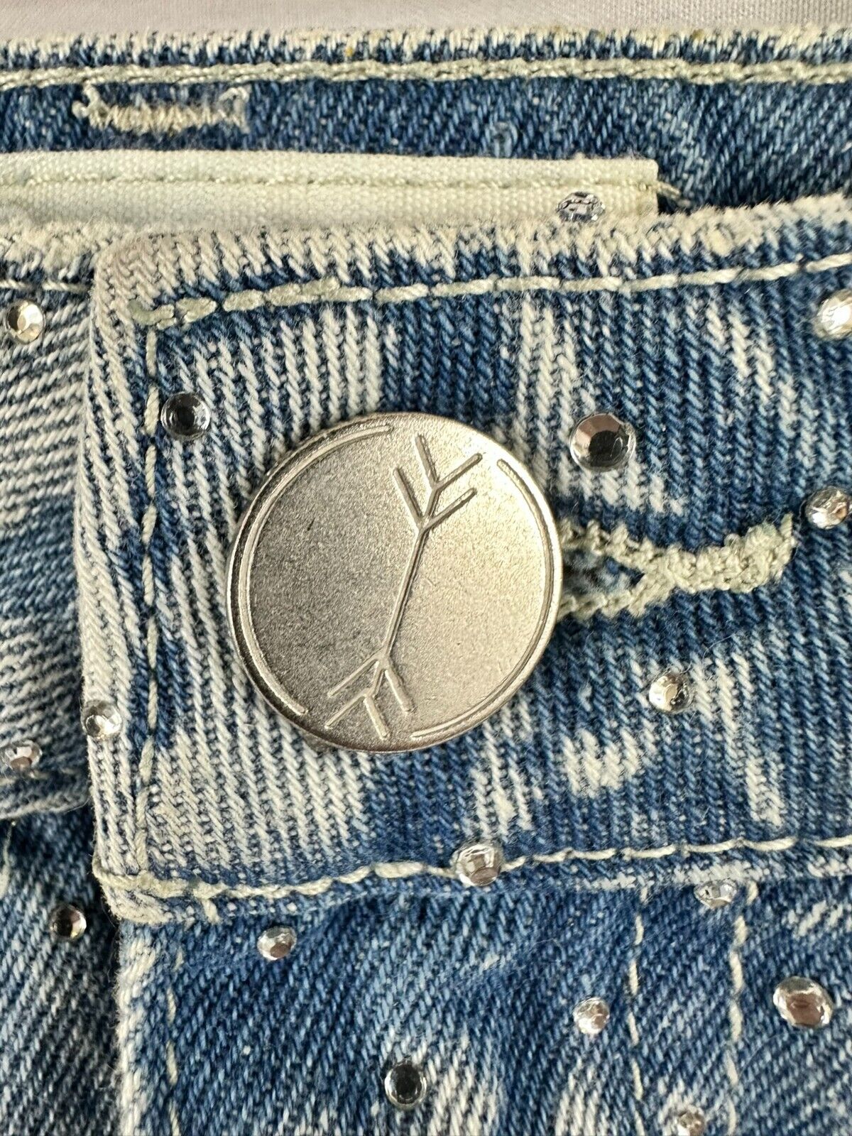 Girls Youth Banjara Sequin Studded Mid Rise Cutoff Jean Shorts- Size 00/22