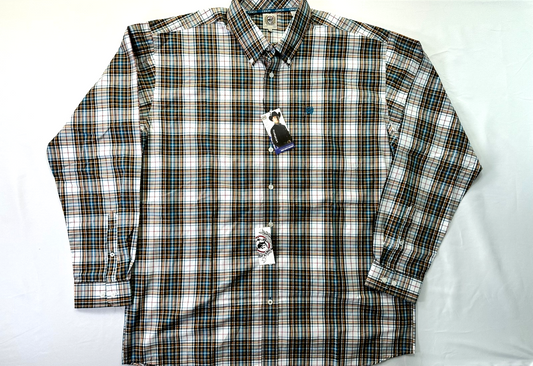 Men's Cinch Western Plaid Cotton Button Up Long Sleeve Shirt- Size XL