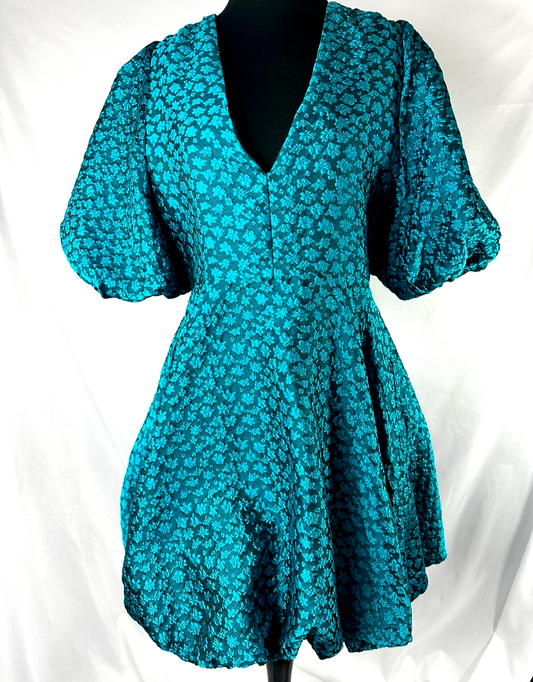 Women's Blue Amanda Uprichard New York Floral Bubble Mini Dress-Size M