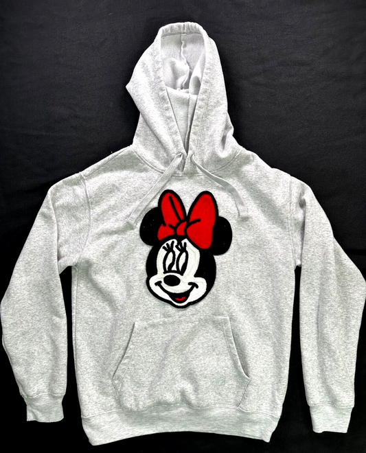 Women's Gray Disney Minnie Mouse Embroidered Hoodie- Size S