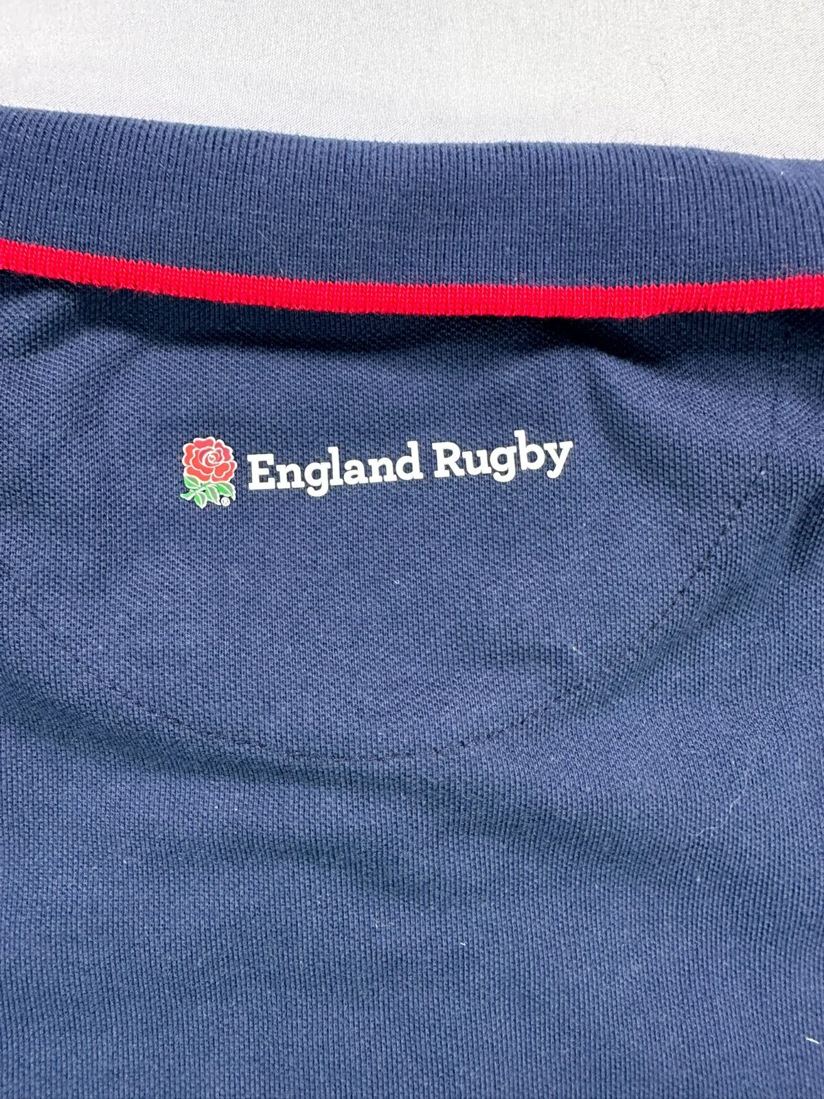Men's Official Navy Blue England Rugby Polo Shirt- Rugby Football Union- Size XL