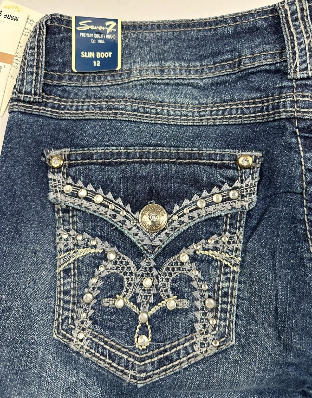 Women's 7 For All Mankind Slim Boot Cut Jeans- Size 12