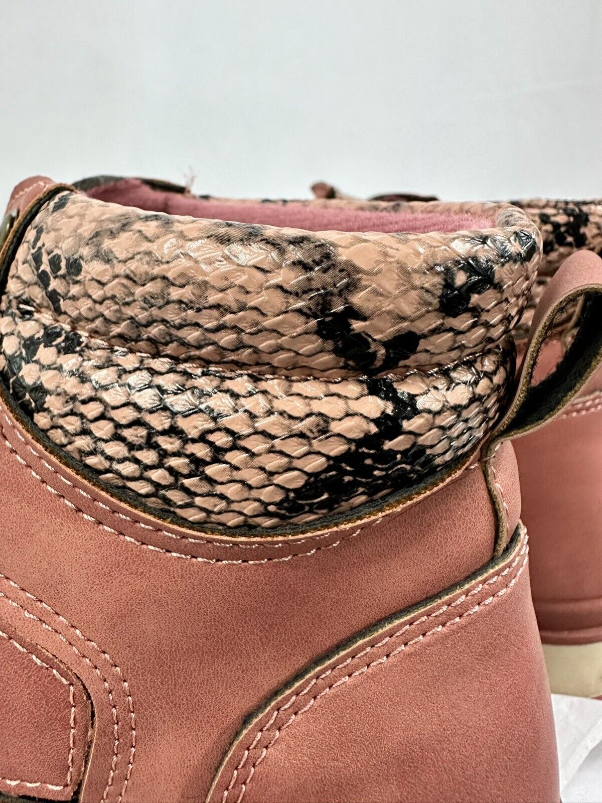 Women's Yoki Fashion Inc. Blush Snake Skin Accent Boot- Size 9