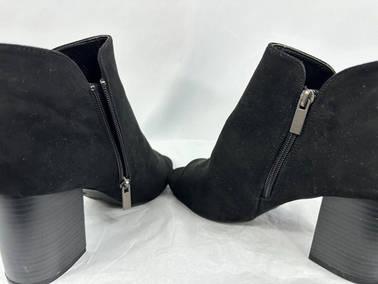Women's Bamboo Black Open Toe Zip Up Platform Boot- Size 9