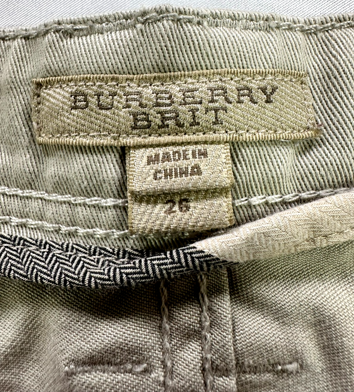 Women's Beige Burberry Brit Chino Shorts- Waist 26