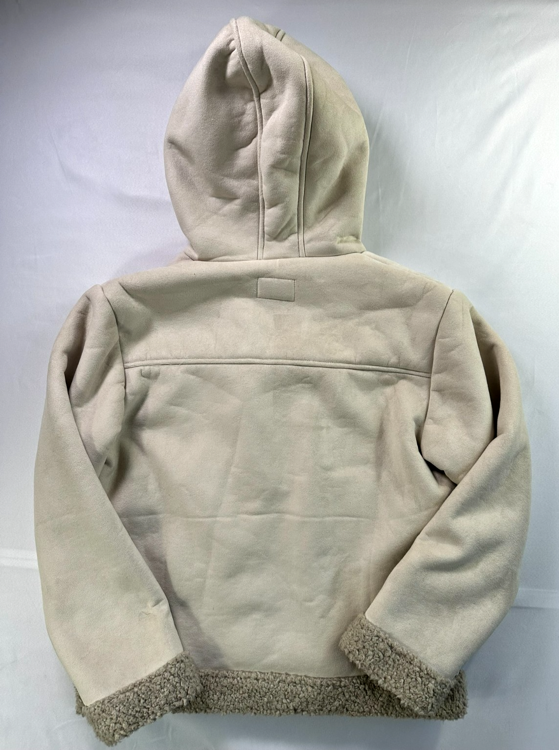 Women's Cream Suede Shell Cabelas Hooded Sherpa Full Zip Jacket- Size M