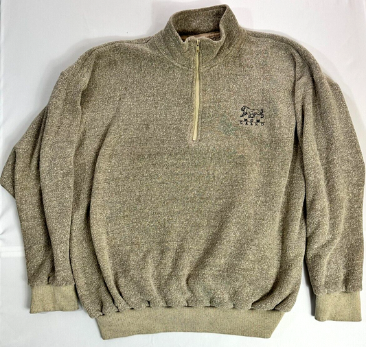 Men's Vintage 1993 MGM Grand Beige 1/4 Zip Pullover- Size 2XL