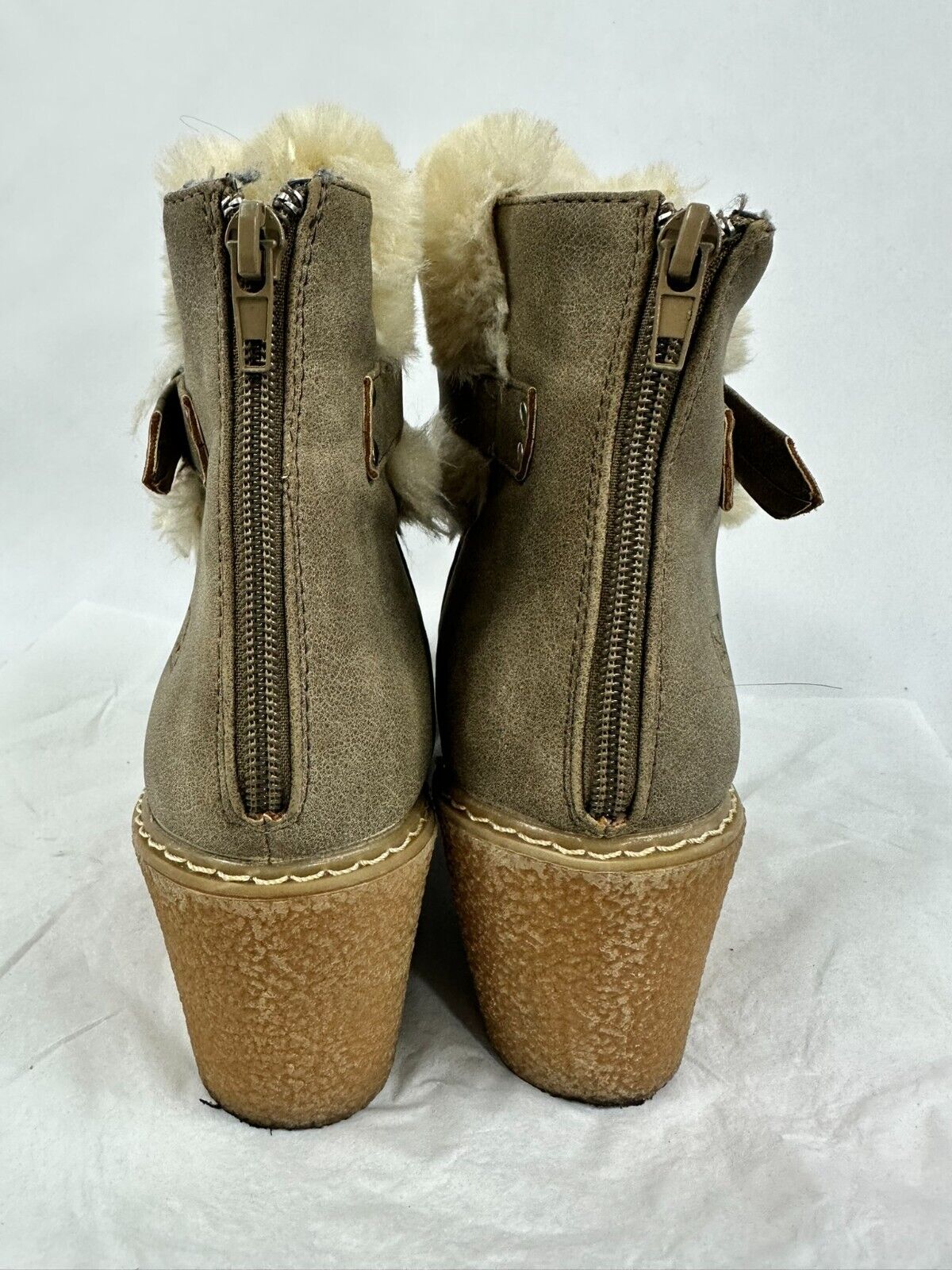 Women's Dirty Laundry Dark Tan Wedge Heel Zip Up Boot- Size 9