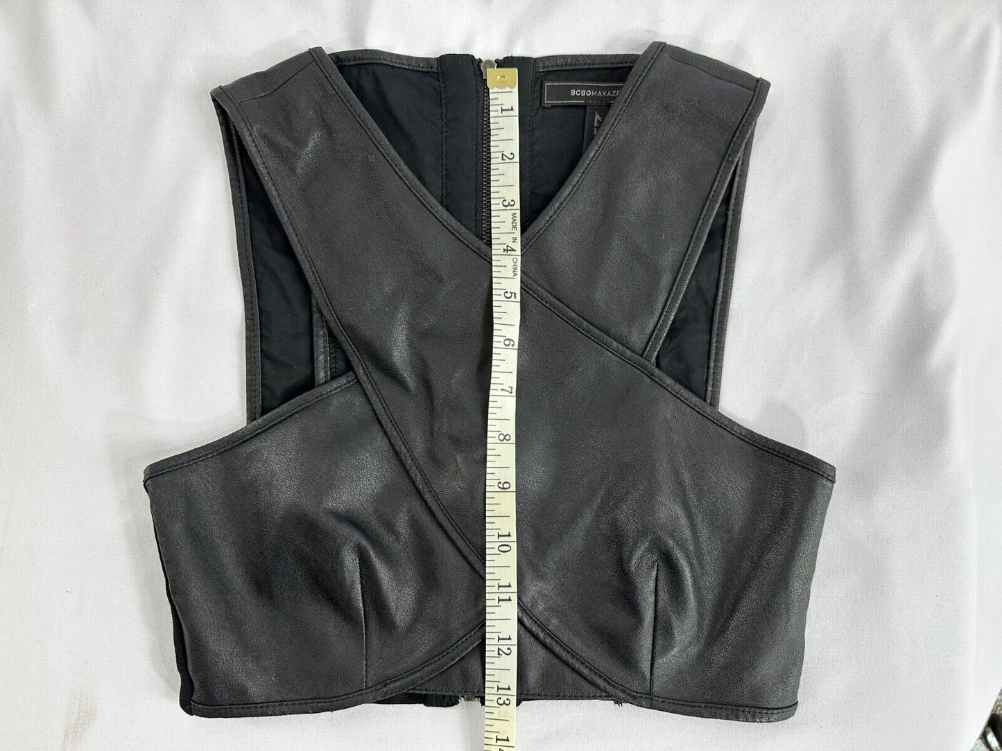 Women's BCBG Maxazria Black Leather Style Vest- Size XXS