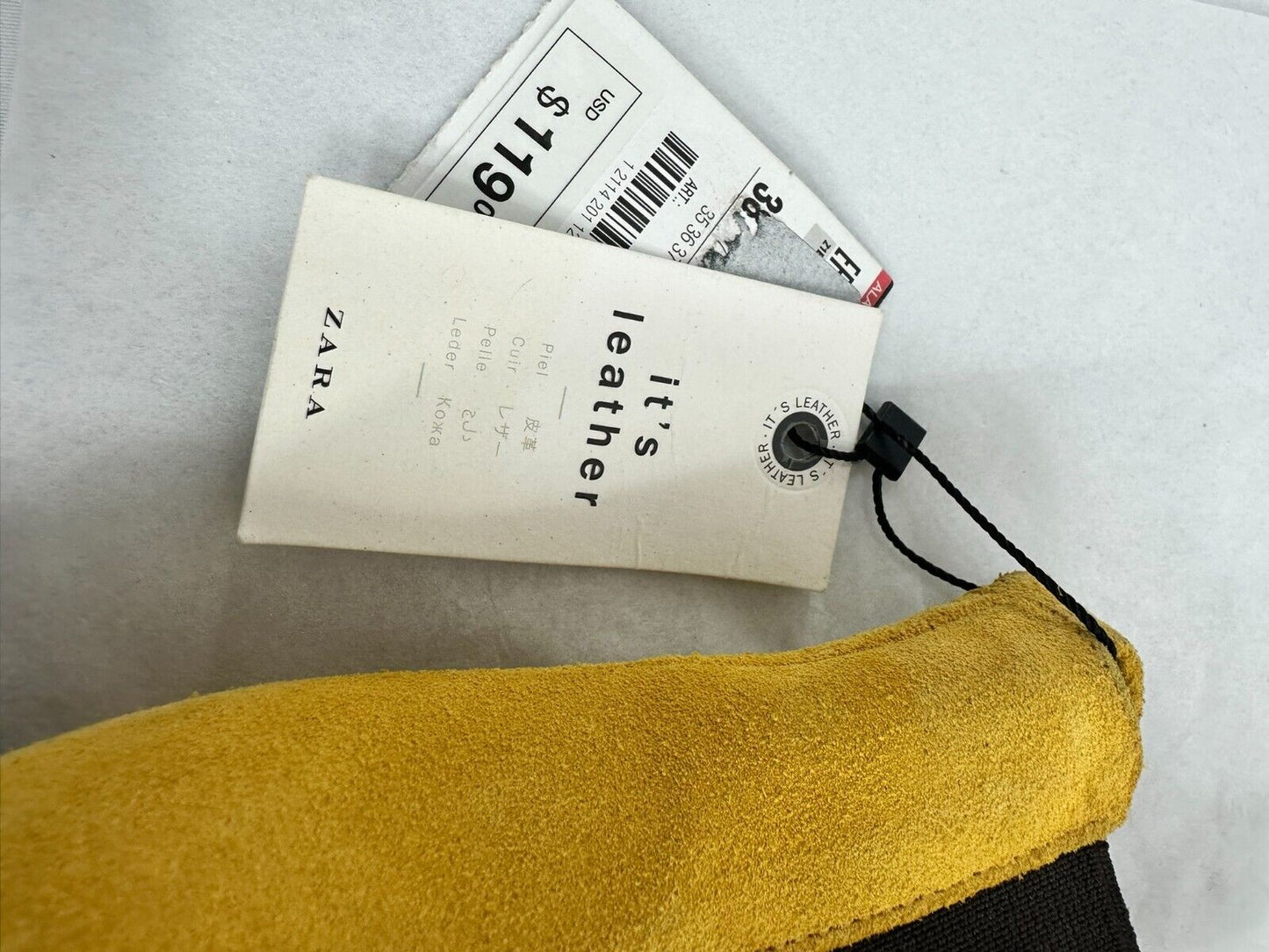 Women's Zara Leather Yellow Ankle Boots- Size 7.5
