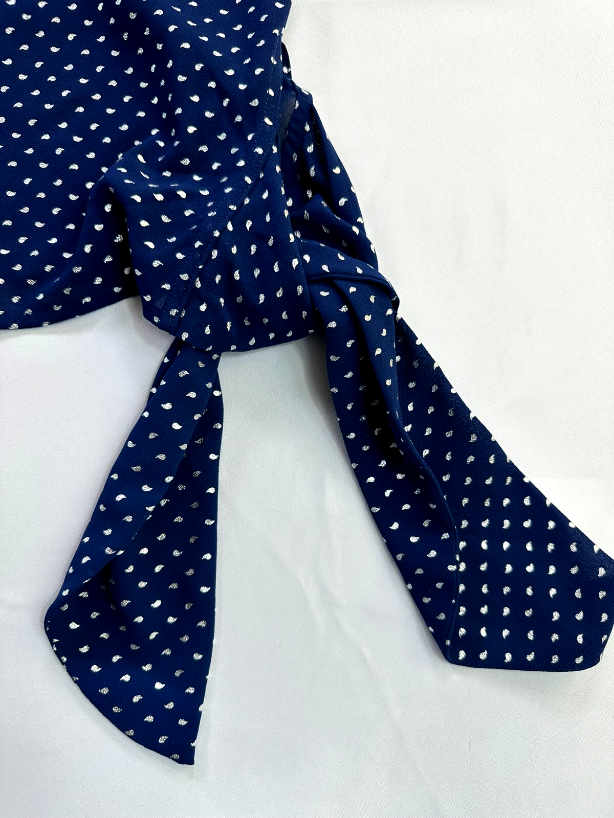 Women's Michael Kors Sapphire Chiffon Polka Dot Short Sleeve Shirt- Size S