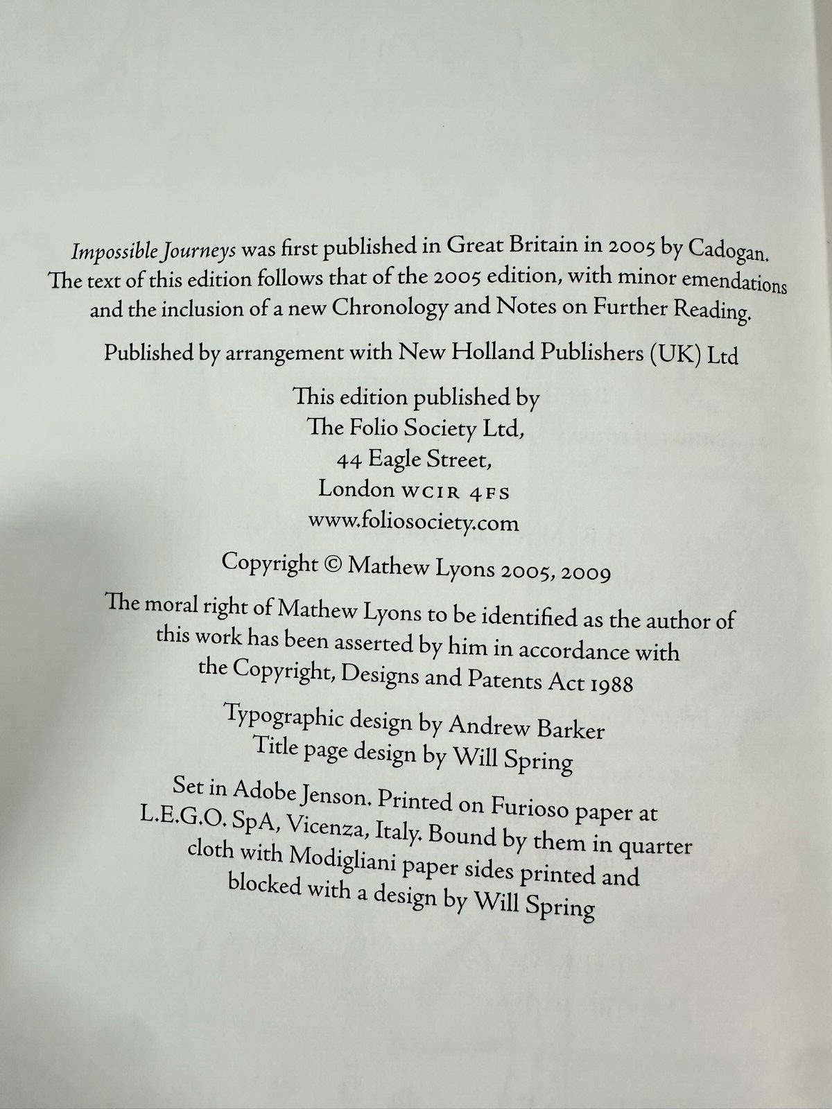 Impossible Journeys By Mathew Lyons Hardcover Book