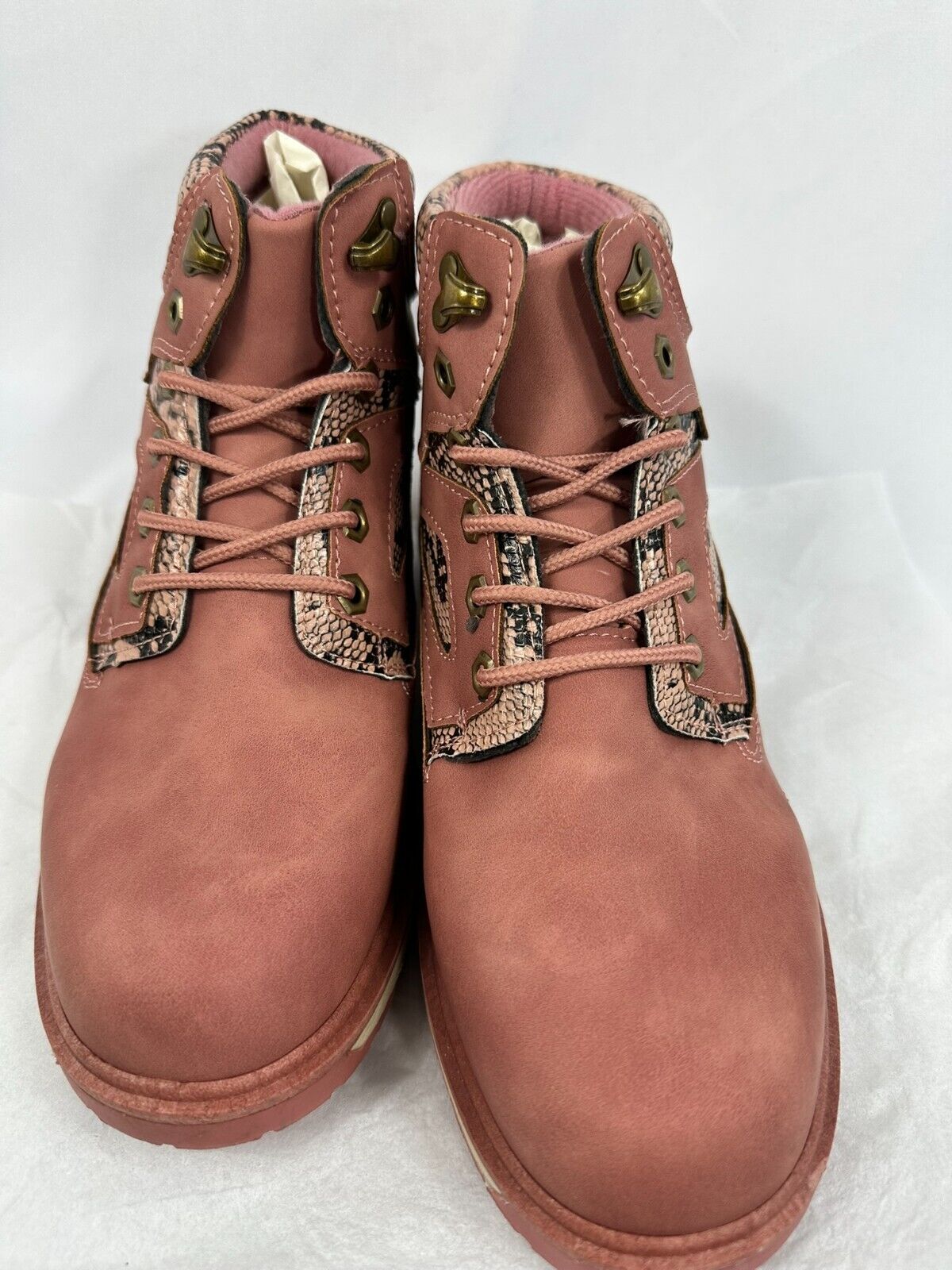 Women's Yoki Fashion Inc. Blush Snake Skin Accent Boot- Size 9