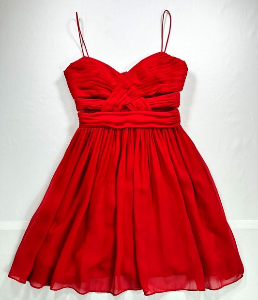Women's Red Hailey Logan By Adrianna Papell Fit & Flare Chiffon Dress- Size 5/6
