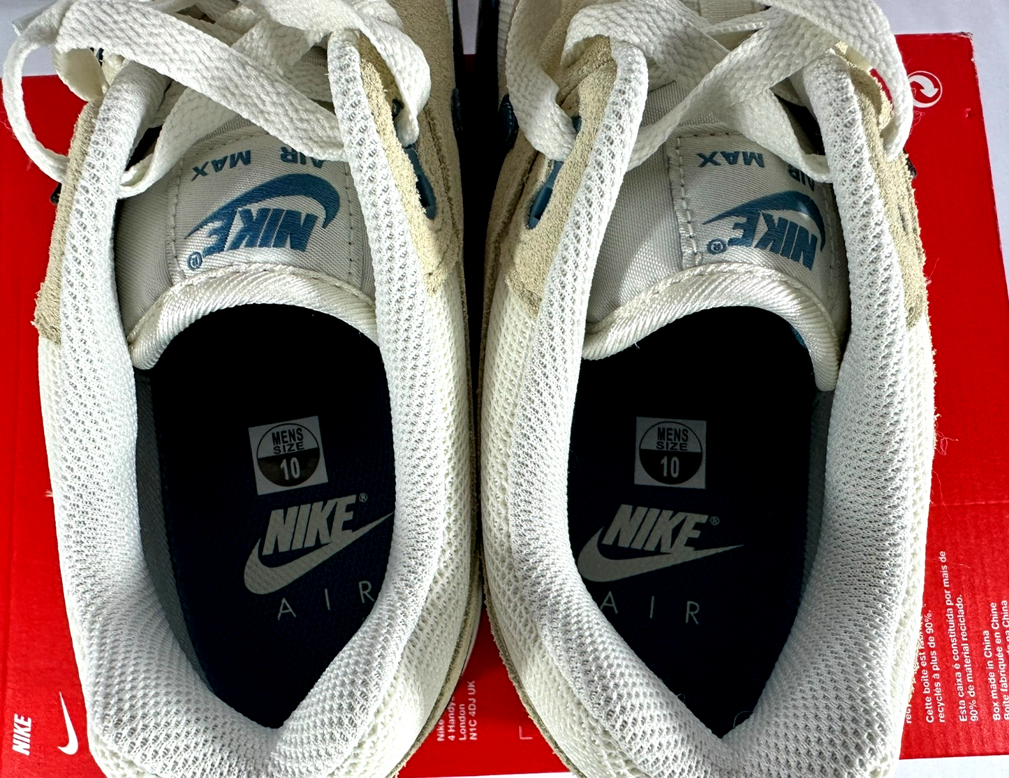 Men's Nike Air Max 1 ESS Soft Pearl/ Smokey Blue (FZ5808-011) Size 10